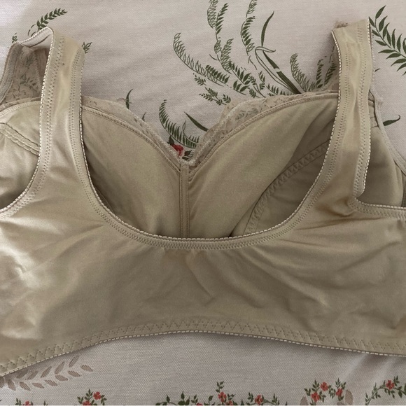 Rhonda Shear Pin Up Style Lace Trim Beige Bra - Picture 2 of 6
